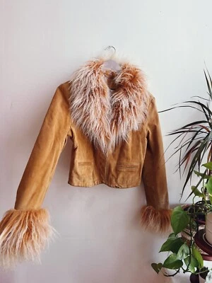 £37 • Buy Y2K Vintage 90s Afghan Penny Lane Jacket Coat Real Mongolian Fur Size 12