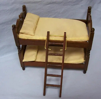DOLLHOUSE FURNITURE  Vintage Concord Miniatures Colonial Bunk Beds W/Ladder (A1) • $24.95
