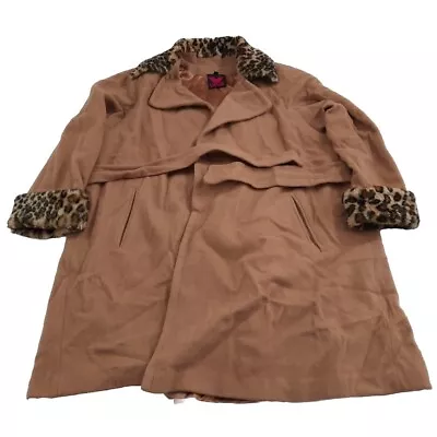 Vintage Virginia Slims Ladies Bleted Overthrow Coat (Wool Nylon) Brown Belt • $31.37