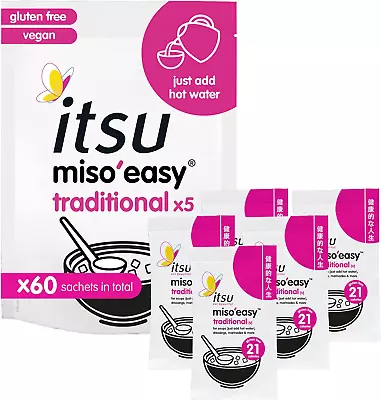 Itsu Miso Soup Sachets | Instant Miso'Easy | 12x105g Pack Of 12 - 60 Soups In | • £29.45