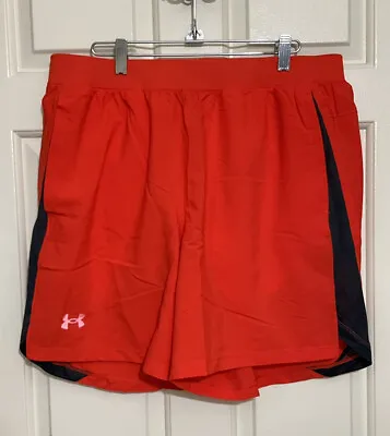 Under Armour XL  Mens Orange Lined Heatgear Elastic Waist Athletic Shorts • $19.75