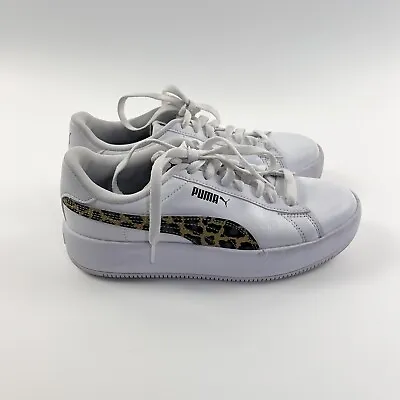 $40 • Buy Puma Womens Lily Platform Casual Sneaker Size US7 White Leopard Print EUC