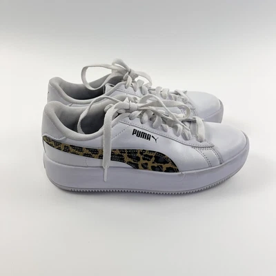 $40 • Buy Puma Womens Lily Platform Casual Sneaker Size US7 White Leopard Print EUC