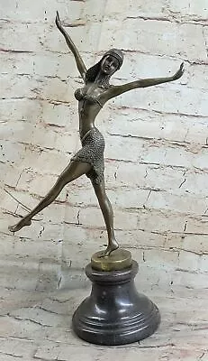 Signed Nude Dancer Solid Bronze Sculpture Statue Figurine Figure Marble Artwork • $149