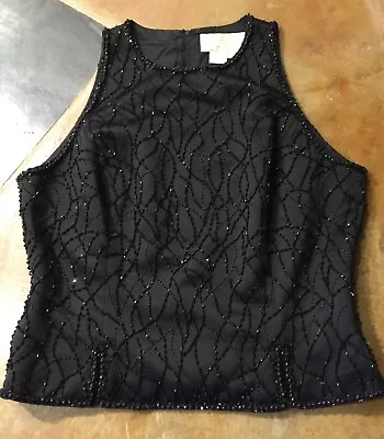 Sequin S12 Holiday Top By VIE Victoria Royal Black Sleeveless Zips In Back • $10