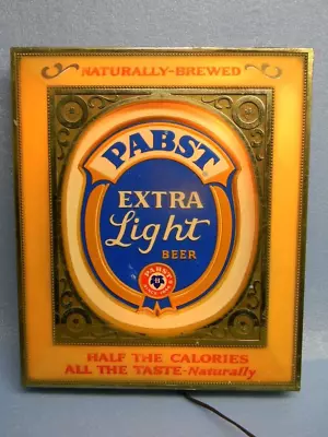 Sharp Vintage Pabst Blue Ribbon Extra Light Beer Bar Back Illuminated Sign Wi. • $49.99