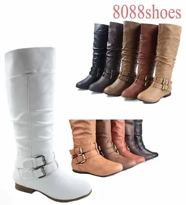 $28.04 • Buy Women's Winter Low Heel  Round Toe Zipper Thigh Knee High Boots NEW