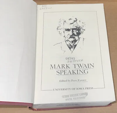 Mark Twain Speaking By Paul Fatout (1976 Hardcover **********VINTAGE*********) • $5.99