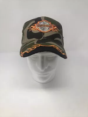 Choppers Motor Cycles Camouflage Orange Flames Baseball Hat Adjustable Men • $9.99