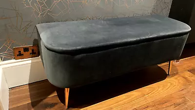 £170 • Buy Made.com Asare 110cm Upholstered Ottoman Bench, Midnight Grey Velvet RRP £225