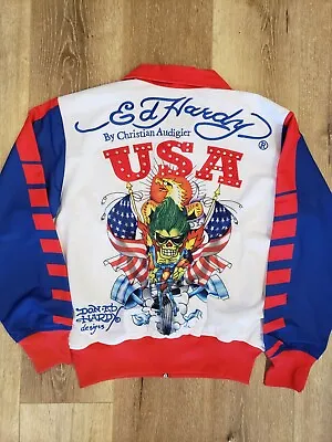Ed Hardy By Christian Audigier Multi Print Men Vintage Jacket USA • $74.99