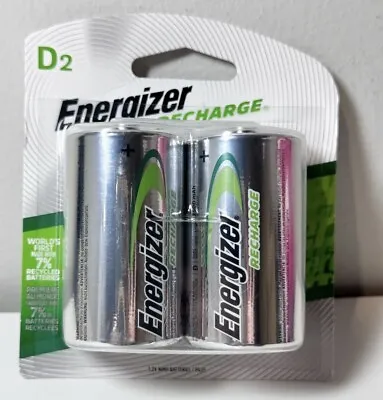 2 Energizer D D2 NH50 Rechargeable NiMH 2500mAh 1.2V Batteries  • $6