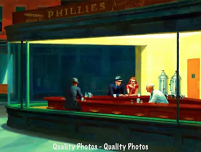 Nighthawks 8.5x11  Photo Print Edward Hopper Nighttime City Diner Painting Art • £7.97