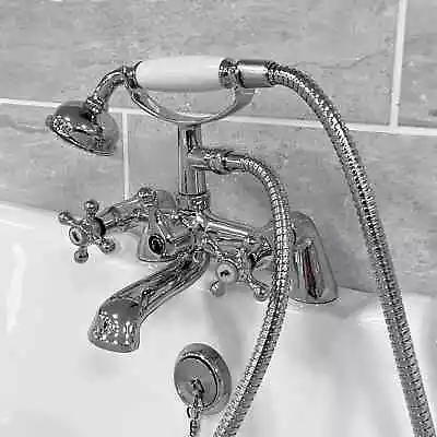 Sylvia Traditional Victorian Style Bath Shower Mixer Tap With Basin + Bath Taps • £22.99