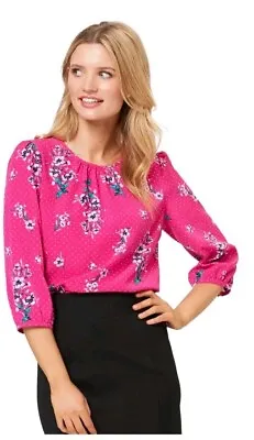 Review Pretty As A Posy Pink Floral Sleeved Blouse Size 10 VGC • $25