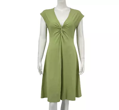 Patagonia Womens M Bandha Twist Dress Lime Green V Neck Stretch Pullover • $23.99