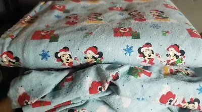 DISNEY Christmas MICKEY & MINNIE MOUSE Twin Size Flannel Sheet SET • $65