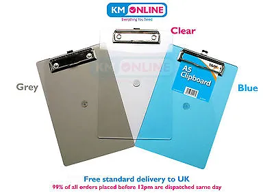 A5 Clipboard Clear Imac Colours/Tinted Clip Board Transparent Moulded 301027 • £4.89