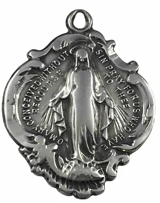 Vintage Catholic Sterling Silver Miraculous Mary  Medal 4.1 Grams Silver • $31.99