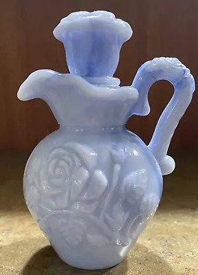 Vintage 1978 Avon Blue Milk Glass Victorian Style Pitcher Perfume Bottle  • $14