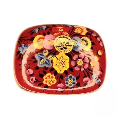 Kashmiri Papier Paper Mache Trinket Or Prayer Box Floral Vintage Lacquered W Lid • $16