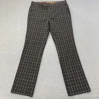 Paisley & Gray Mens Pants 32x32 (actual 31) Check Slim Window Pane Brown Stretch • $29.65