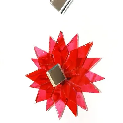 Bright Red Coloured Mirrored Star Suncatcher Glass Hanging Twisting Mobile • £8.09
