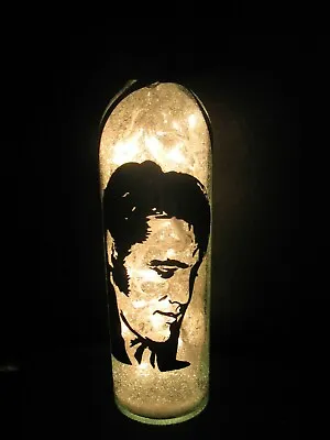 Hand Painted Elvis Presley  Night Light Lamp Made From A Wine Bottle 5 • $24.99