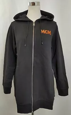 $675 MCM Women's Black Cotton Embroidered Fringe Logo Zip Up Jacket MFJ9ARA40BK • $136