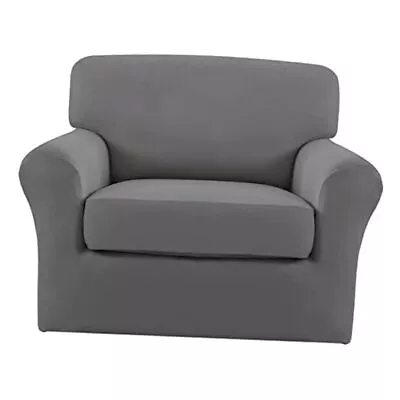  2 Pieces Microfiber Stretch Chair Slipcover – Spandex Soft Small Light Gray • $47.98