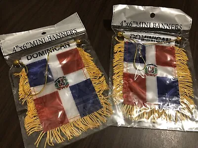 2 Pack DOMINICAN REPUBLIC MINI BANNER FLAG GREAT FOR CAR & HOME MIRROR HANGING#2 • $8.99
