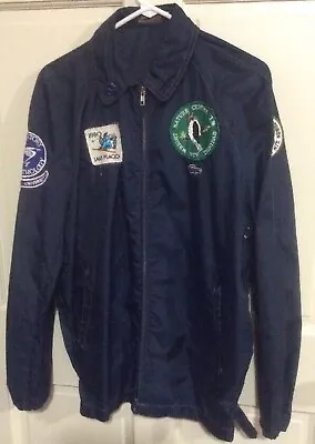 Vintage Alligator Brand Jacket Mens Medium Navy Blue Birdwatcher Vintage Patches • $49.99