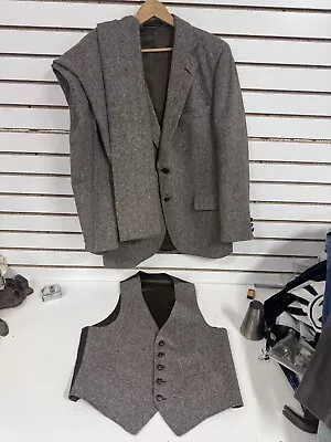 Adams Row Men's 3-Piece Dress Suit - Gray Plaid - Size 42R  Wool Blend BLhN • $80