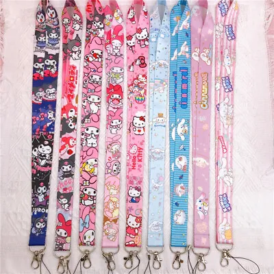 10pcs My Melody Kuromi Cinnamoroll Hello Kitty Lanyard Neck Strap ID Holder Clip • $11.12