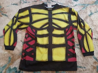 Vintage 90s Adidas Size L Goalkeeper Goalie Jersey Padded Red Yellow Bayern  • $52.49