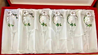 $160 • Buy Vintage C. 1985 Perrier-Jouet Champagne Flower Flute Gift Box + PJ Coasters