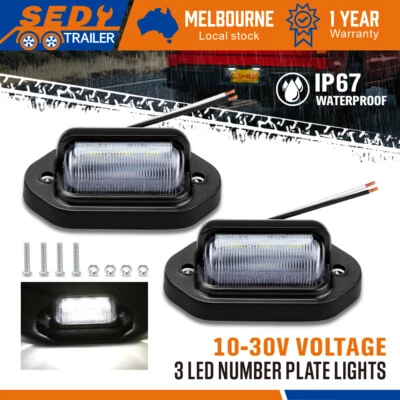 $10.91 • Buy 2PCS 3 LED License Number Plate Light Lamps For Truck SUV Trailer Lorry 12-30V