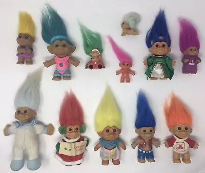 12 Vintage Treasure Troll Doll Lot 80s 90s Christmas State Farm Baby Hippie Mom • $49.99