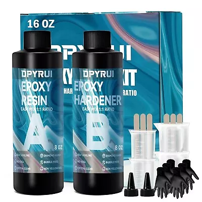 16OZ Crystal Clear Epoxy Resin Kit No Yellowing No Bubbles Resin And Hardener  • $15.99