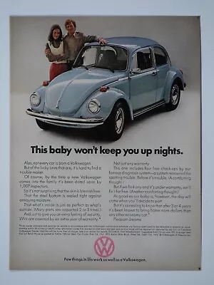 1973 Volkswagen Beetle Bug Vintage This Baby Won't Keep You Up Original Print • $9.95