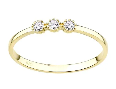 £54.95 • Buy 9ct Gold 0.15ct Three Stone Engagement Ring Size Size J To S - Simulated Diamond