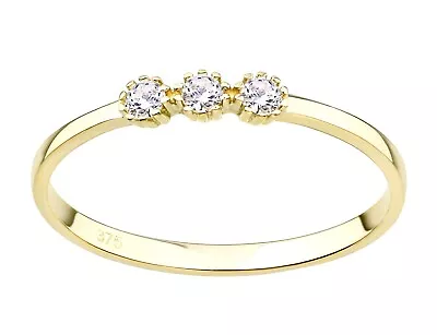 £54.95 • Buy 9ct Gold 0.15ct Three Stone Engagement Ring Size Size J To S - Simulated Diamond