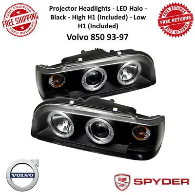 Spyder Signature LED Halo Black Projector Headlights Pair Fits 93-97 Volvo 850 • $409.67