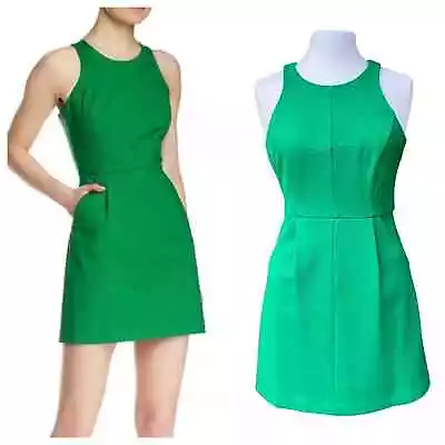 Milly Of New York Green Wool Fitted Mini Dress With Pockets Sz.P (0-2 XS) • $49