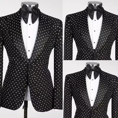Shiny Men Suits Slim Fit Wedding Party Formal Wear Single Breated Men Blazer • $58.58