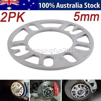 2X 5MM ALLOY ALUMINUM WHEEL SPACERS SHIMS SPACER FOR 4 & 5 STUD Car UNIVERSAL AU • $11.75