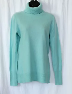 VICTOR ALFARO Long Pale Aqua Cashmere Trtlnck Swtr 33 In Chest   Sz S? EXC • $32.99