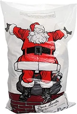 4 PACK FATHER CHRISTMAS SANTA SACK BAG GIFT PRESENTS XMAS STOCKING XL 30  X 20  • £4.75
