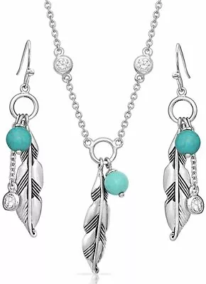 Montana Silversmiths Charming Feather & Turquoise Jewelry Set • $100