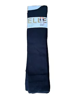 £12.99 • Buy Ladies Girls 4 Pair Elle Black Cotton Knee High School Socks Free Delivery